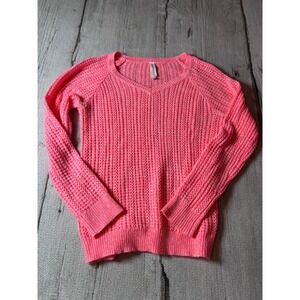 Aeropostale V-Neck Sweater Womens Large Pink soft grunge cozy mall girl‎